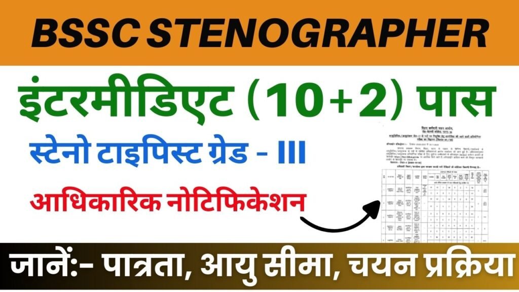BSSC Stenographer Recruitment 2025: (432 Posts) ऑनलाइन आवेदन करें, पूरी जानकारी