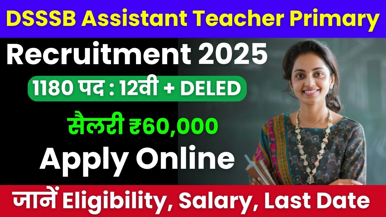 DSSSB Assistant Teacher Primary Recruitment 2025: Apply for 1180 Posts Online