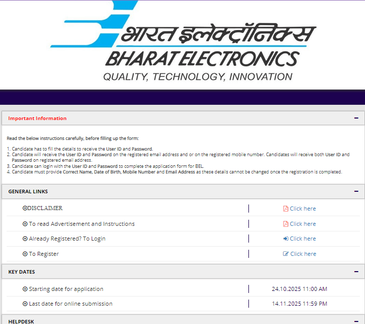 BEL Probationary Engineer Recruitment 2025