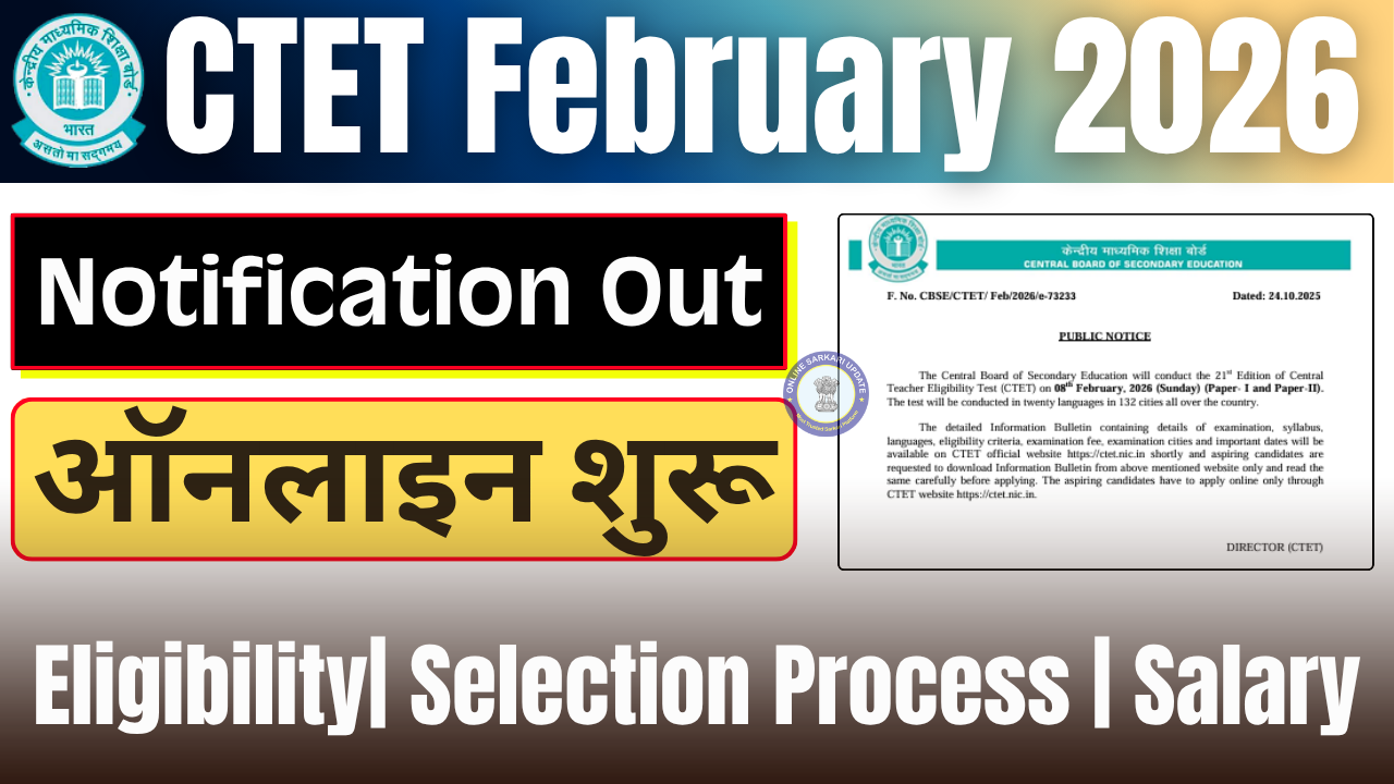 CTET February 2026 Notification Out, Eligibility, Application Fees, Pattern, Apply Online