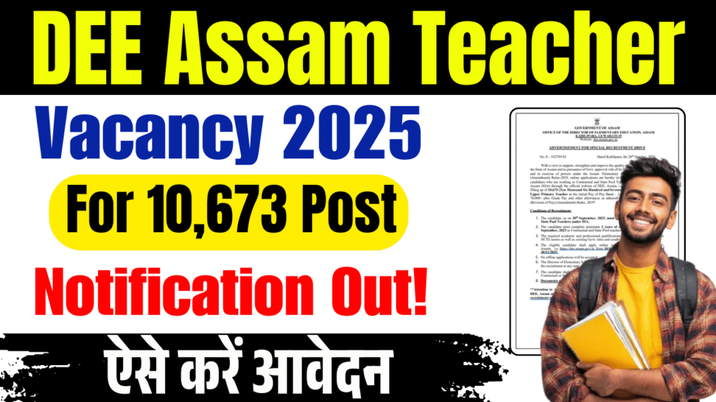 DEE Assam Teacher Vacancy 2025 Apply Online for 10,673 Posts, Check Eligibility, Salary & Application Details