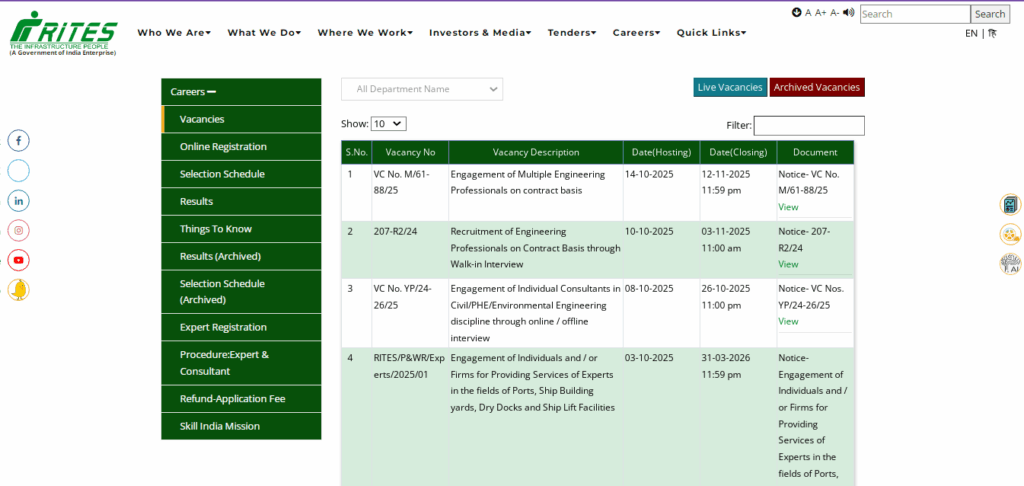 How To Apply Online In RITES Senior Technical Assistant Recruitment 2025?
