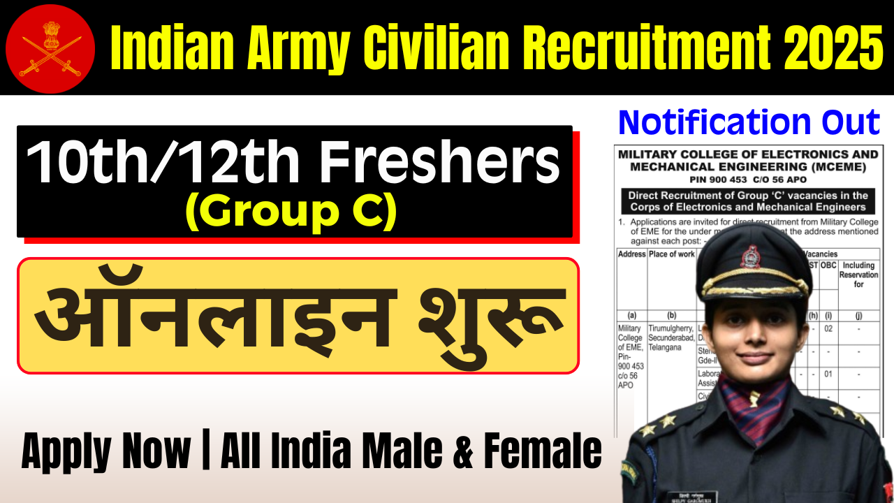 Indian Army Civilian Recruitment 2025: Apply for 49 LDC, MTS & Steno Posts at MCEME