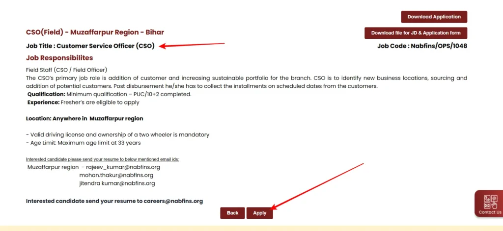 How to Apply Online for Bihar NABFINS CSO 2025
