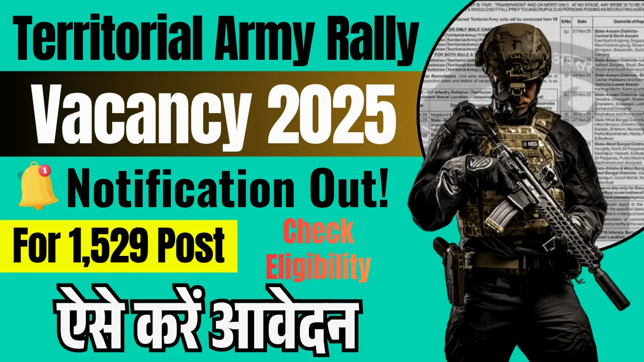 Territorial Army Rally Recruitment 2025: Apply for 1,529 Soldier GD, Clerk, and Tradesman Posts – Eligibility, Dates, and Complete Rally Schedule