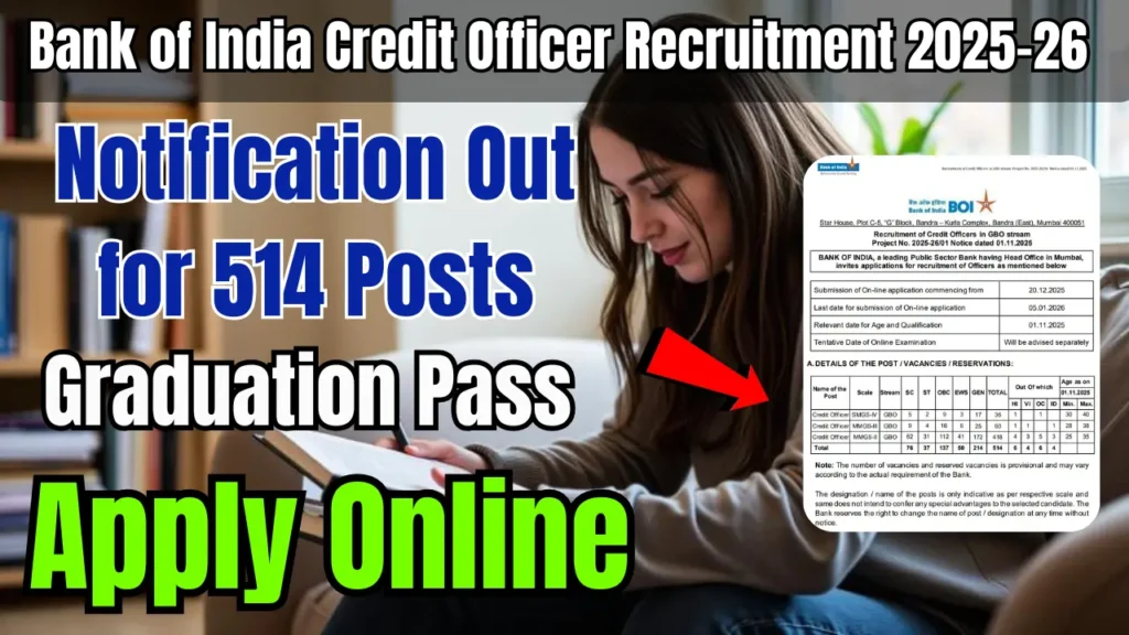 Bank of India Credit Officer Recruitment 2025-26 Notification – 514 पदों पर भर्ती