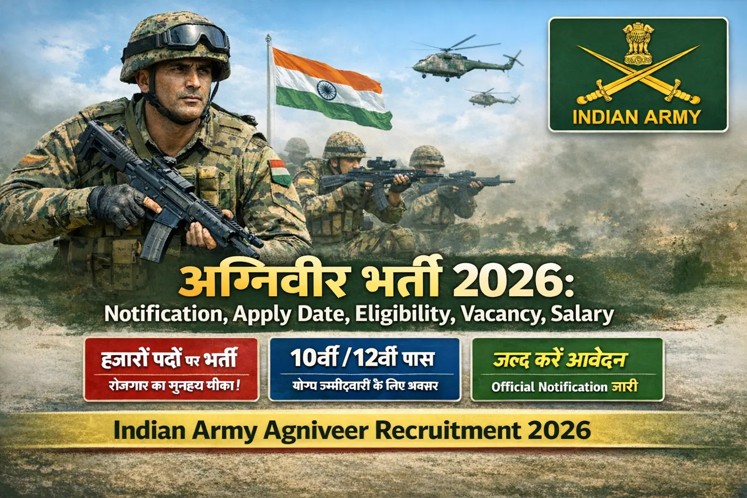 Agniveer Bharti 2026 Notification, Apply Date, Eligibility, Vacancy, Salary Indian Army Agniveer Recruitment 2026