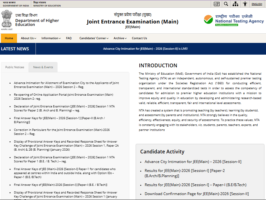 How To Check & Download JEE Main Session 2 Exam Date Notice 2026