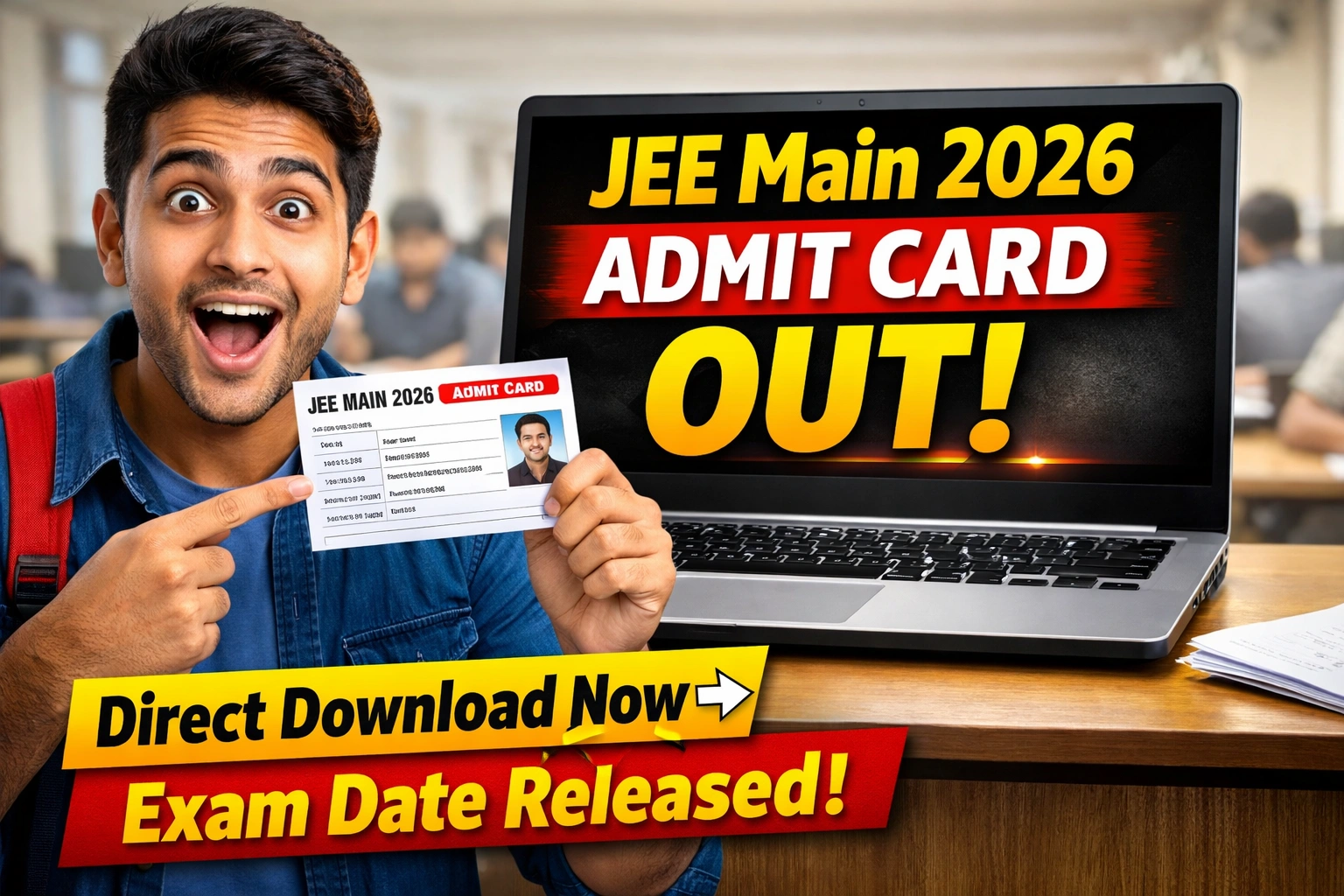 JEE Main Session 2 Admit Card 2026 (Out) Direct Link, Exam Date, City Slip