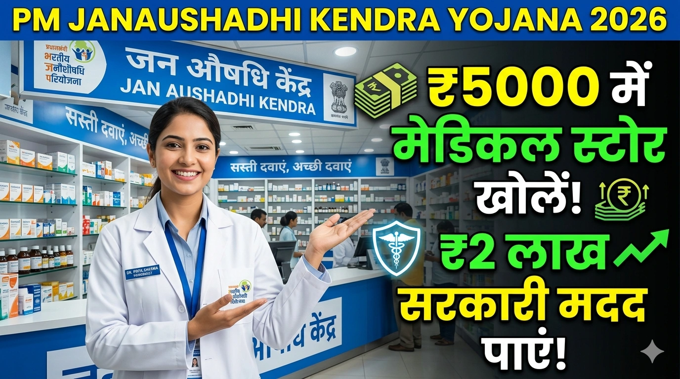 PM Bhartiya Janaushadhi Kendra Yojana 2026 ₹5000 में मेडिकल स्टोर खोलें, ₹2 लाख तक सरकारी मदद, PM Janaushadhi Kendra से कमाएं ₹30,000 हर महीने (PMBJP)