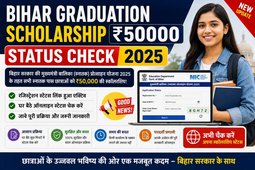 Bihar Graduation Scholarship ₹50000 Status Check बिहार ₹50,000 स्कॉलरशिप का स्टेट्स चेक ऐसे करें ऑनलाइन