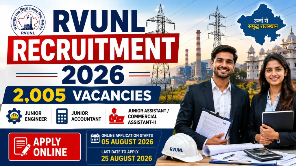 RVUNL Recruitment 2026 Notification Out for 2005 JE & Other Posts | Apply Online