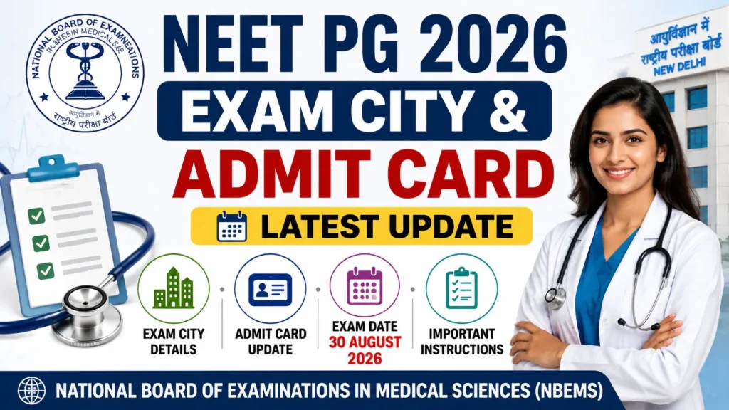 NEET PG Exam City & Admit Card 2026 Out Check Exam City, Admit Card Date and Exam Details