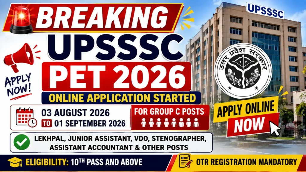 UPSSSC PET 2026 Online Application Started for Group C Posts