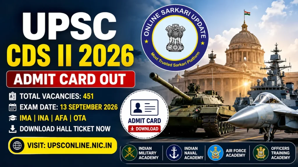 UPSC CDS 2 Admit Card 2026 Out Download Hall Ticket for 451 Posts at upsconline.nic.in